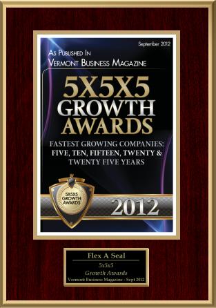 vermont business magazine, 5x5x5 award, Flexaseal, manufacturing vt