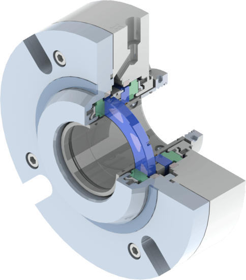 Gas-lubricated mechanical seal for compressors, preventing gas leakage in critical applications.