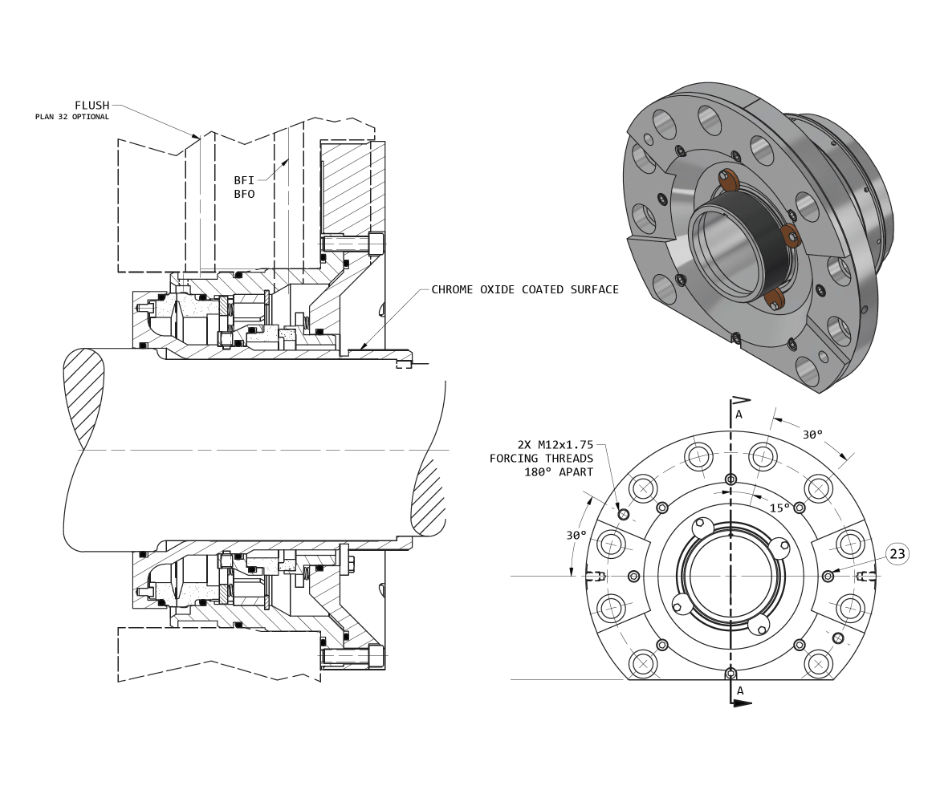 Drawing of Newly Installed Style RKCMD Mechanical Seal
